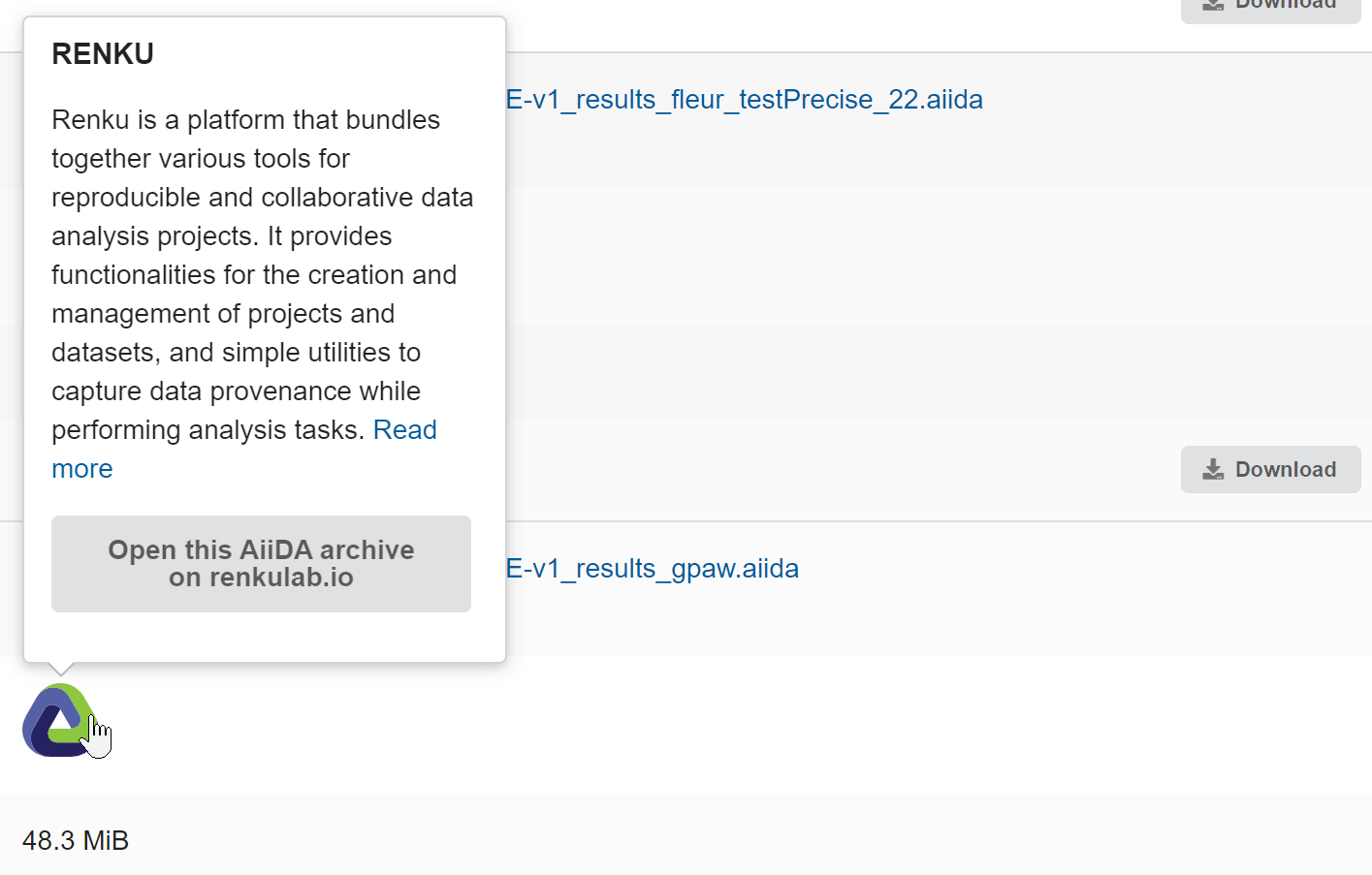 Renku logo on Materials Cloud Archive
